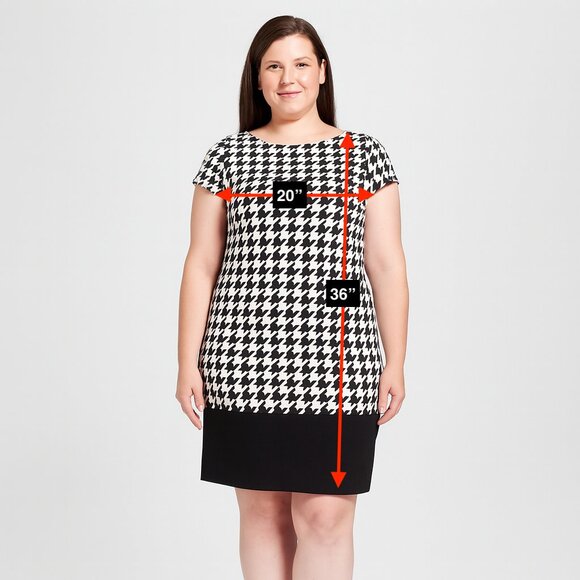 Cynthia Rowley Black White Houndstooth Dress Size 12 - Picture 2 of 7